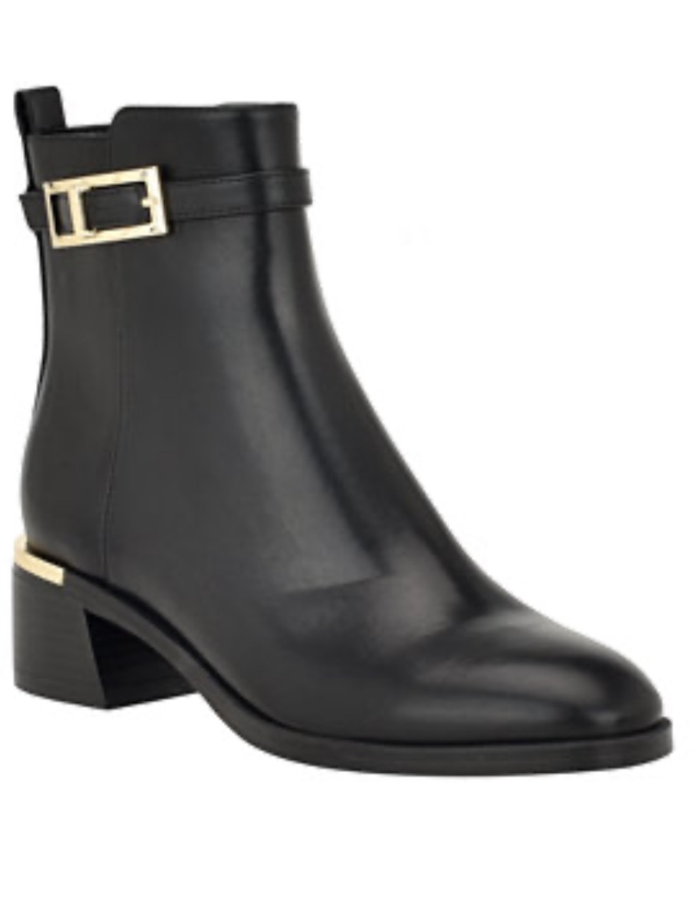 Calvin Klein Sz 9.5M Jallis2 Black Ankle Boots with Gold Zipper • NIB
